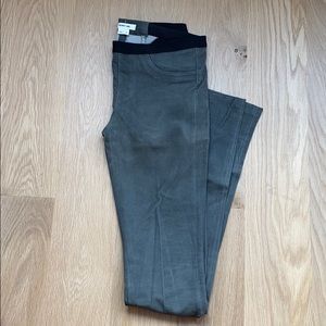 Helmet Lang Leather Embossed Leggings- Olive Green